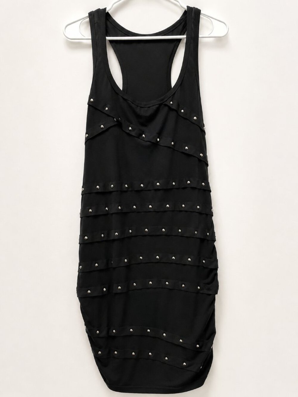 Black Studded Ruffle Bodycon Dress XL NWT